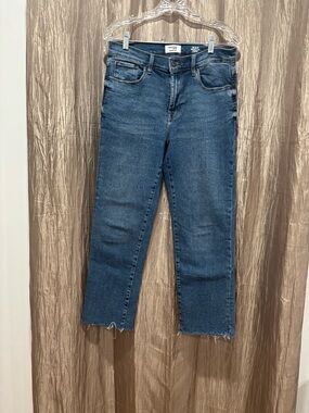 Kenzie Cropped Straight-Leg Jeans in Dark Blue Sz 29